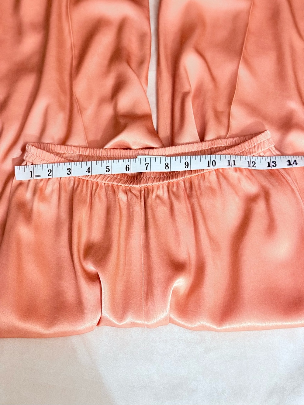 LAPOINTE Peach Fine Textured Satin Wide Leg Pants MD High Rise $690 Luxury Flowy - Picture 7 of 16